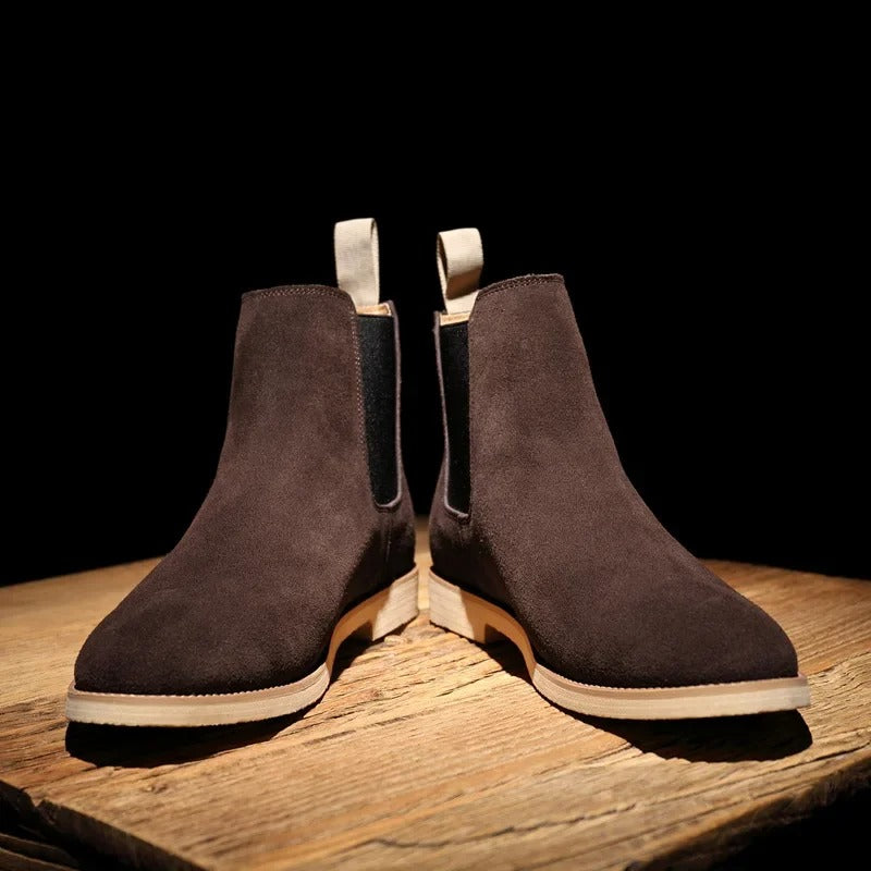 Suede Leather Spring Boots - Slip-On