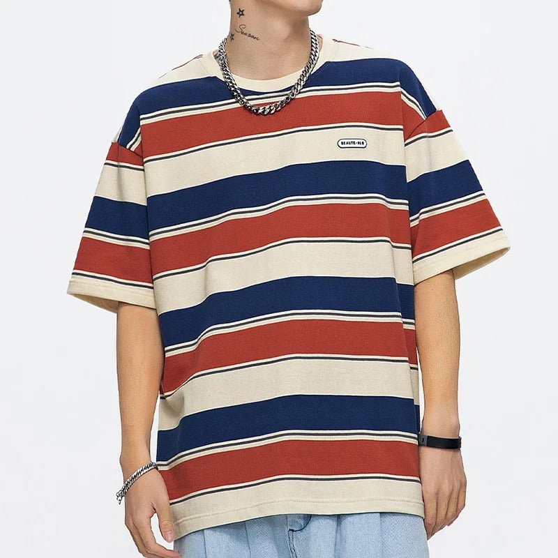 Cotton & Polyester Summer Shirt - Striped